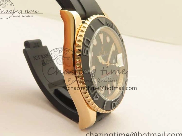 0405 Yacht-Master 126655 RG 3EF 1:1 Best Edition Black Ceramic Bezel on Black Rubber Strap VS Reliable 2488